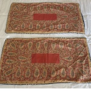 (2) Ralph Lauren Chaps Pillow Shams Montauk cotton paisley red & Blue king size